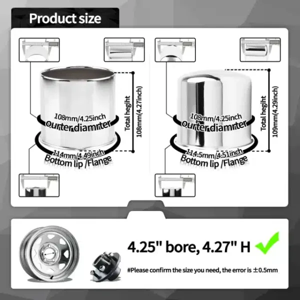 2 Open 2 Closed 4x4 4.25 Push Through Center Caps for 4.25in Center Bore 4.27in Height - 20274363=[74219+74217]x2 - Image 5