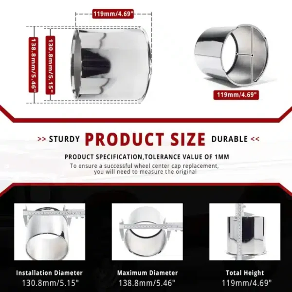 5.15in Opened End Trailer Wheel Center Caps Push Thru Hub Caps for 5.15in Bore 4.69in Tall RV Truck Rims - 20274354 - Image 6