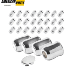 3.74in Push Thru Center Caps 3.74" Bore 3.85" Tall Hub Cap and 1/2-20 Lug Nuts Sets - 20274412CH=[74072+12228CHx6]