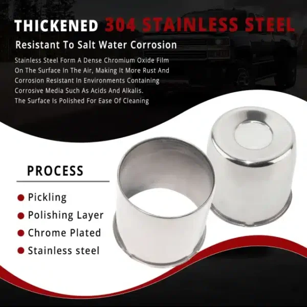 4.25in Stainless Steel Push Thru Center Caps 2 Open 2 Closed for 4.25in Trailer Truck Rim Center Hole - 74336CH=[74332CH+74333CH]x2 - Image 5