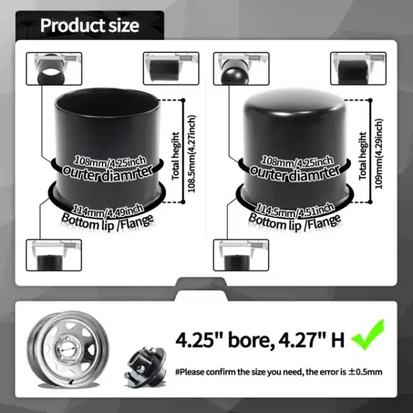 2 Open 2 Closed 4x4 4.25 Push Through Center Caps for 4.25in Center Bore 4.27in Height - 20274363=[74219+74217]x2 - Image 6
