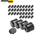 4.88in Stainless Push Thru Center Caps 4.88" Bore 4.37" Tall and 1/2-20 Lug Nuts Sets - 20274415[74303+12228x8]