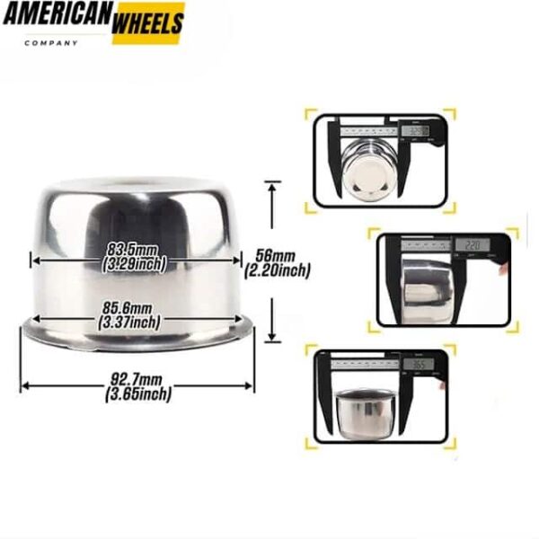 Stainless 3.31in Push Through Center Caps With O-ring Rubber for 3.31in Bore 2.2in Tall - 20274314 - Image 3