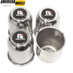 For 3.74in Rims Center Bore 3.9in Tall Stainless Push Thru Center Hub Caps - 20263010=[74323+71011]x4