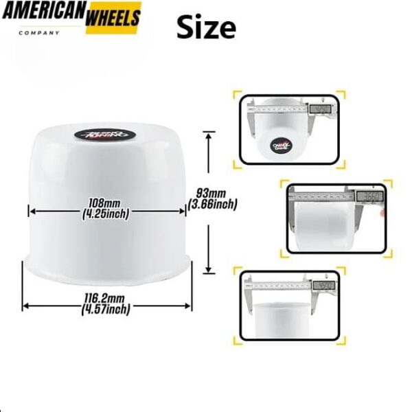 4.25in White Painted Stainless Push Through Center Caps for 4.25in Bore 3.46in Tall - 74319[74309WT+20971] - Image 3