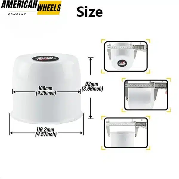 4.25in White Painted Stainless Push Through Center Caps for 4.25in Bore 3.46in Tall - 74319[74309WT+20971] - Image 3