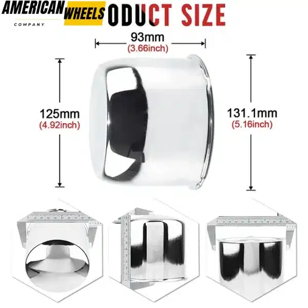 125mm 4.92in Trailer Stainless Steel Center Caps for 4.92" Bore 3.54" Tall Truck Rims - 20274328 - Image 5