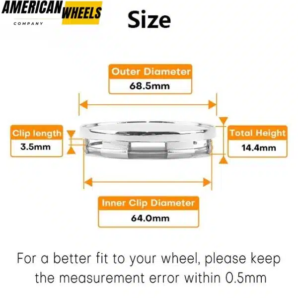 69mm 2.7in / 64mm 2.52in Aftermarket Universal Wheel Center Caps Parts - 20290021 - Image 3