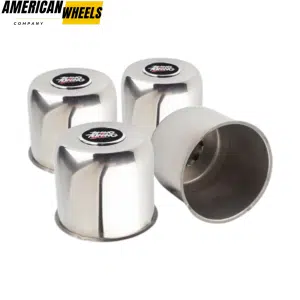 4.88in Stainless Push Through Center Caps for 4.88in Bore 4.37in Tall Truck Rims  - 20274340=[74303+20970]