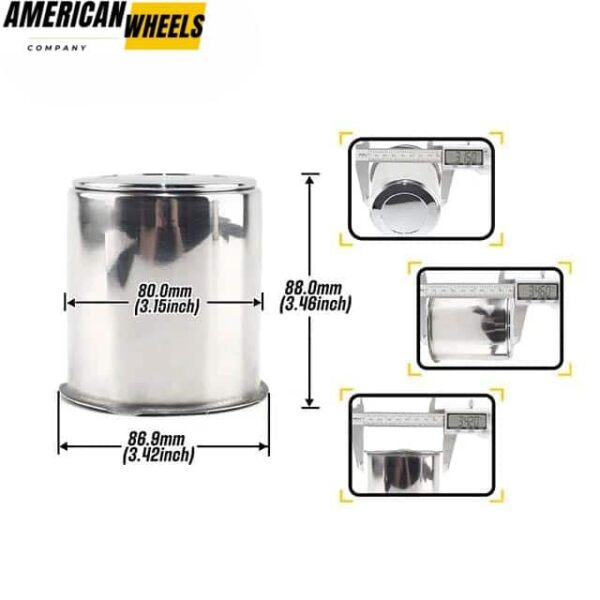 80mm 3.15in Stainless Truck Push Through Center Caps for 3.15in Bore 2.91in Tall - 20274339 - Image 3