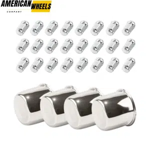 4.25in Stainless Steel Push Through Center Caps and 1/2-20 Wheel Lug Nuts Sets - 20274406