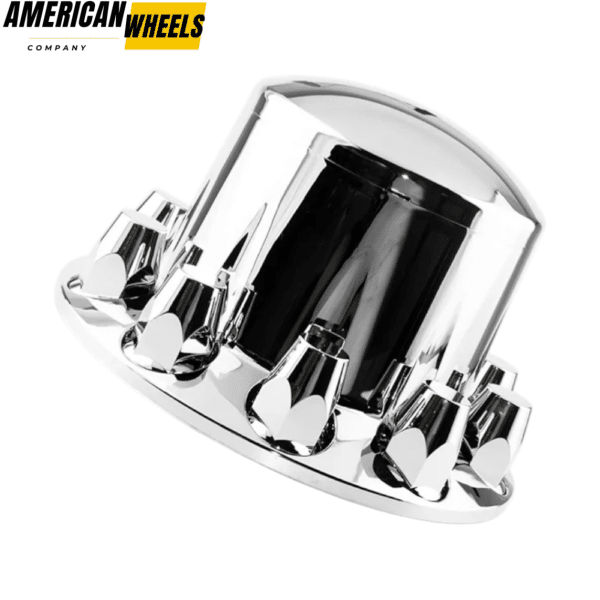 1pc 354mm Chrome Truck Wheel Rear Axle Covers with 10pcs Lug Nuts Axle Cover Kit - 20274032RRx1+20274032Nx10 - Image 2