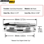 BMW 1 2 3 4 5 6 X Series Beyern TSW Wheel Center Caps 69mm 2.72in 4pcs - 63007=[13489+71014]x4 - Image 3