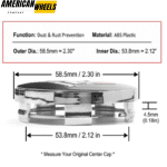 Subaru Impreza Honda Accord Enkei Wrest RTX Wheels Center Caps 59mm 2 5/16in 4pcs - 63004=[13779+71013]x4 - Image 3