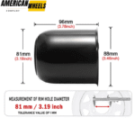 81mm 3.19in Black Trailer Wheel Center Hub Covers for 3.19in Bore 3.3in Tall - 20263012HB [74166HB+71012] - Image 2