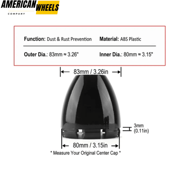 83mm Wheel Center Caps for 3.22" / 3.25" Wheel Bore #1303 - 20260002 - Image 6