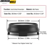 OD: 67mm 2.63in / ID: 65mm 2.54in Universal Wheel Center Caps #SW307K67 - 20260010 - Image 5