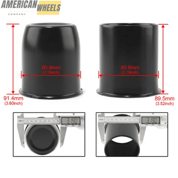 81mm 3.19" Stainless Steel Push Through Center Caps 2x Closed 2x Open End for Truck Rims - 74346MB=[74334MB+74327MB]x2 - Image 3