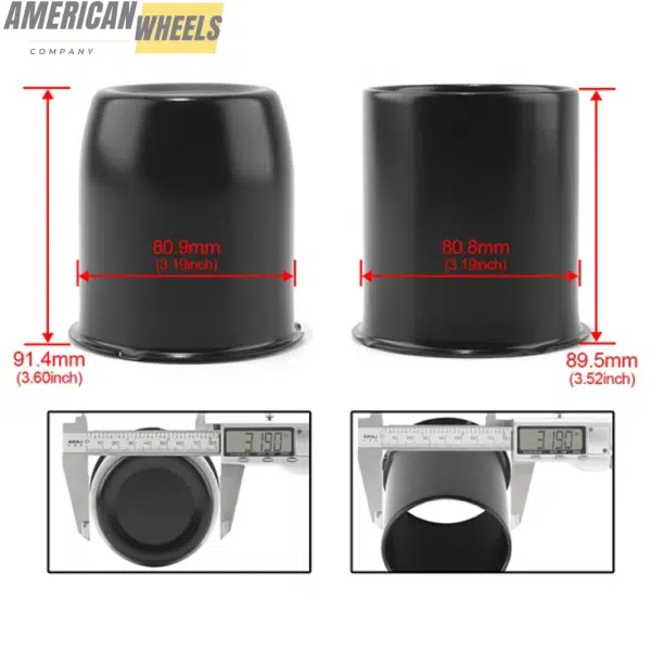 81mm 3.19" Stainless Steel Push Through Center Caps 2x Closed 2x Open End for Truck Rims - 74346MB=[74334MB+74327MB]x2 - Image 3