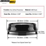 OD: 67mm 2.63in / ID: 65mm 2.54in Universal Wheel Center Caps #SW307K67 - 20260010 - Image 6