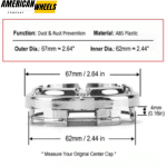 4pcs 67mm 2 5/8in SSR Center Caps Hub Caps Car Parts Replacement - 20260005CH - Image 3