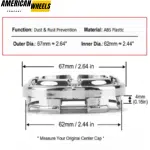 4pcs 67mm 2 5/8in SSR Center Caps Hub Caps Car Parts Replacement - 20260005CH - Image 3