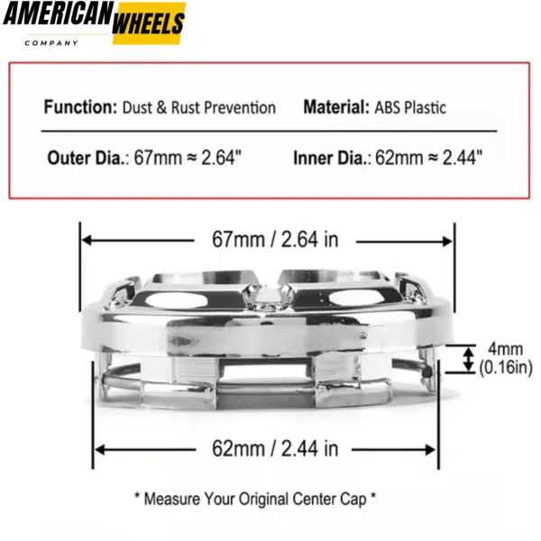 4pcs 67mm 2 5/8in SSR Center Caps Hub Caps Car Parts Replacement - 20260005CH - Image 3