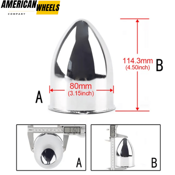 80mm 3.15in Trailer Pointed Push Through Center Caps for 3.15" Truck Rims Bore - 20274335 - Image 5