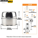 4.25in Stainless Steel Push Through Center Caps and 1/2-20 Wheel Lug Nuts Sets - 20274406 - Image 3