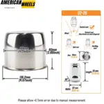 4.25in Stainless Steel Push Through Center Caps and 1/2-20 Wheel Lug Nuts Sets - 20274406 - Image 3