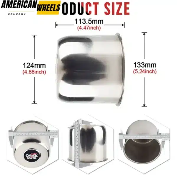 4.88in Stainless Push Through Center Caps for 4.88in Bore 4.37in Tall Truck Rims  - 20274340=[74303+20970] - Image 7