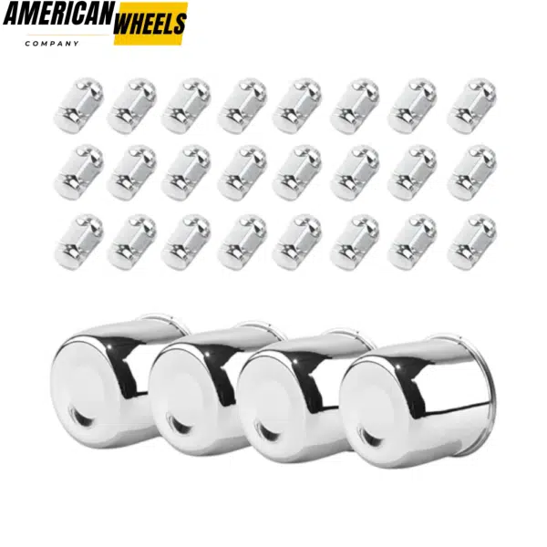 4.25in Trailer Push Through Center Caps and 1/2-20 Lug Nuts Sets for Truck Rims - 20274405 - Image 2