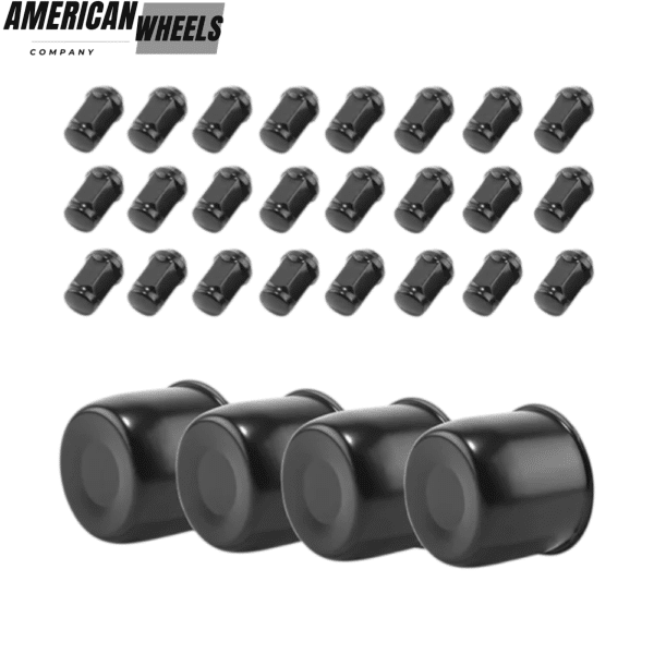 4.25in Stainless Steel Push Through Center Caps and 1/2-20 Wheel Lug Nuts Sets - 20274406 - Image 2
