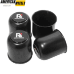 83mm 3.27in Chrome/Black Stainless Trailer Wheel Center Caps for 3.27in Bore 2.95in Tall - 20263017 [74317+71011] - Image 2