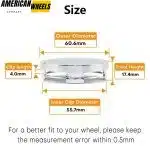 OD: 61mm 2.39in ID: 56mm 2.19in Universal Center Cover Replacement 4pcs - 20290020 - Image 3