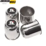Stainless 3.19in Push Through Center Caps Trailer Hub Caps for 3.19in Bore 3.26in Tall - 20263014 [74304+71011]