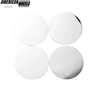 4pcs 44mm 1 23/32in Solid Silver Reflective Wheel Center Sticker Aluminum