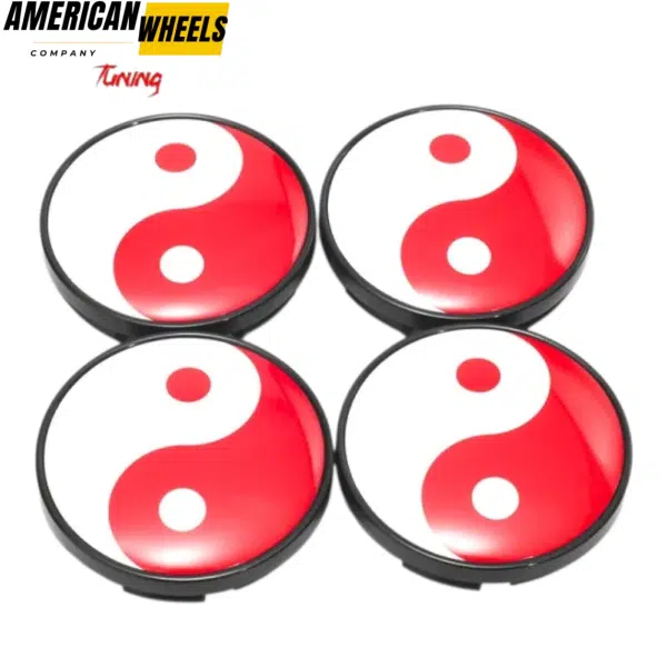 61mm (2.40in) Audi Subaru Snap-on Wheel Center Caps Yin & Yang Emblem - Image 3