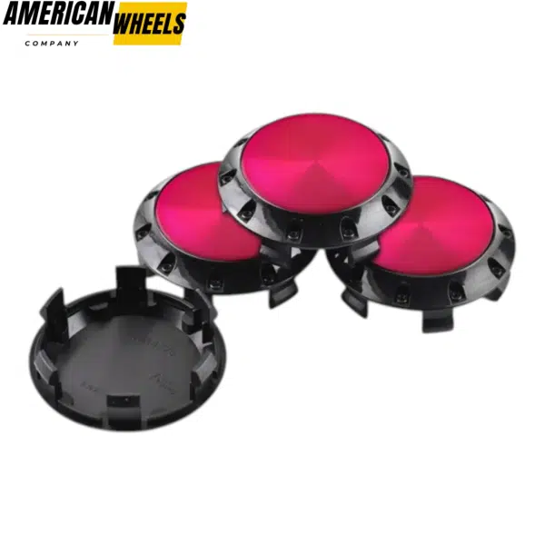 4pcs Benz OZ 75mm 2 15/16in Wheel Center Caps Pink Laber Black Base - 20214948BKP[4618PP+4725BK]x4 - Image 3