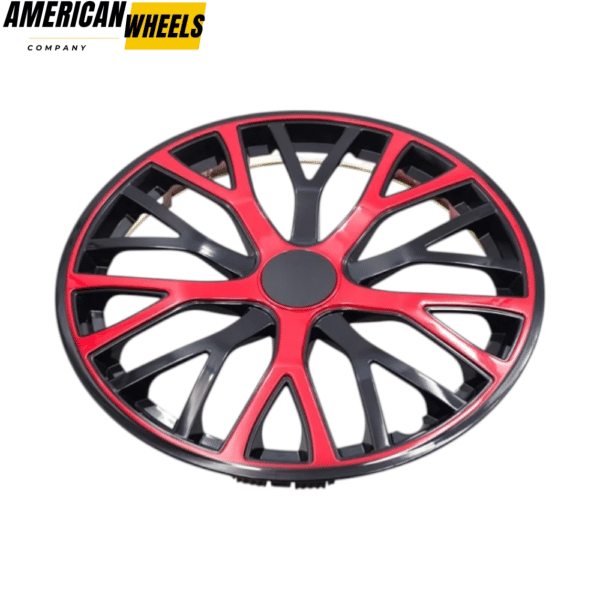 1pc Rambo 360mm 14 5/32in Tyre Rim Hub Cap Cover Red Black - 20274116RB - Image 3