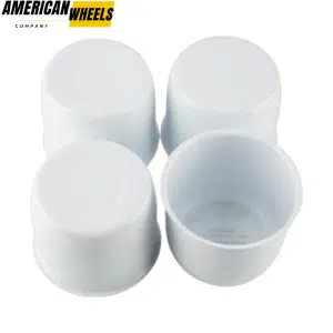 4.25 trailer wheel center caps for 4.25" Bore 3.66" Tall White Stainless - 20274309WT