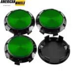 Benz OZ 75mm Wheel Center Caps Green Label Black Base – Set of 4 OEM Style - 20214948BKG[4618GR+4725BK]x4 - Image 2