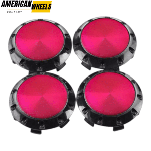 Benz OZ 75mm Wheel Center Caps Pink Label Black Base