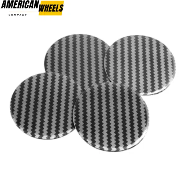 4pcs Black Grey Stripe 45mm 1 25/32in Wheel Center Sticker Aluminum - Image 3