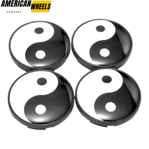 61mm (2.40in) Audi Subaru Snap-on Wheel Center Caps Yin & Yang Emblem - Image 6