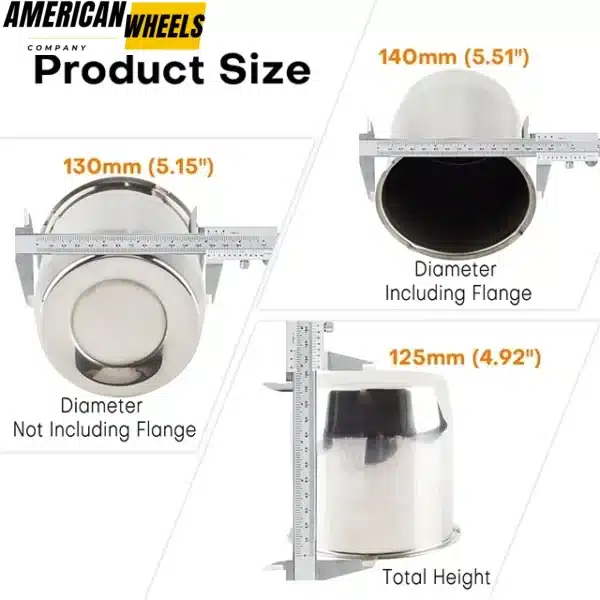 130mm 5.15 Push Through Center Caps for 5.15" Bore 4.92” Tall Stainless - 20274308 - Image 5