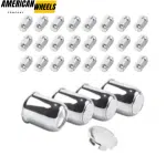 3.19in Push Through Center Caps and 1/2-20 Trailer Wheel Lug Nuts Sets - 20274403=[74071+12228CHx6]