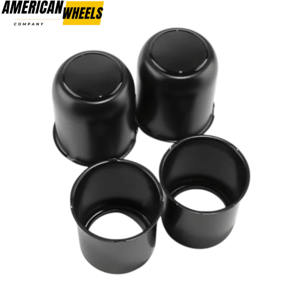 3.19in Stainless Steel 2x Open Ended Trailer Center Caps and 2x Top Removable Push Thru Hub Caps - 20274318MB=[74304MB+74313MB]x2 - Image 2