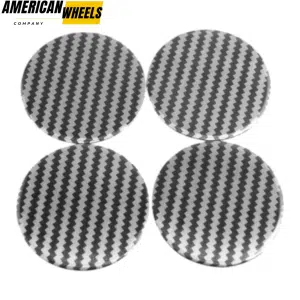 4pcs Black Grey Stripe 45mm 1 25/32in Wheel Center Sticker Aluminum