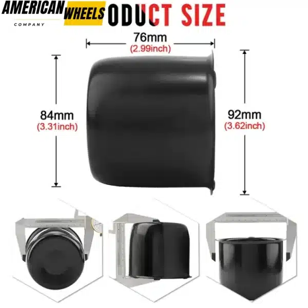 84mm(3.31in) Push Through Center Cap for 3.31" Bore 2.99" Tall Matt Black Truck Trailer Wheel Cover - 20274037MB - Image 4